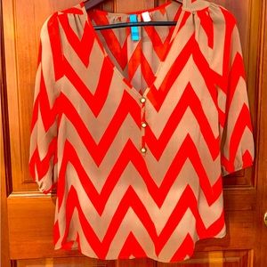 Womens Sheer Orange Blouse Sz Small, Excellent , Buttons Brand , Washable